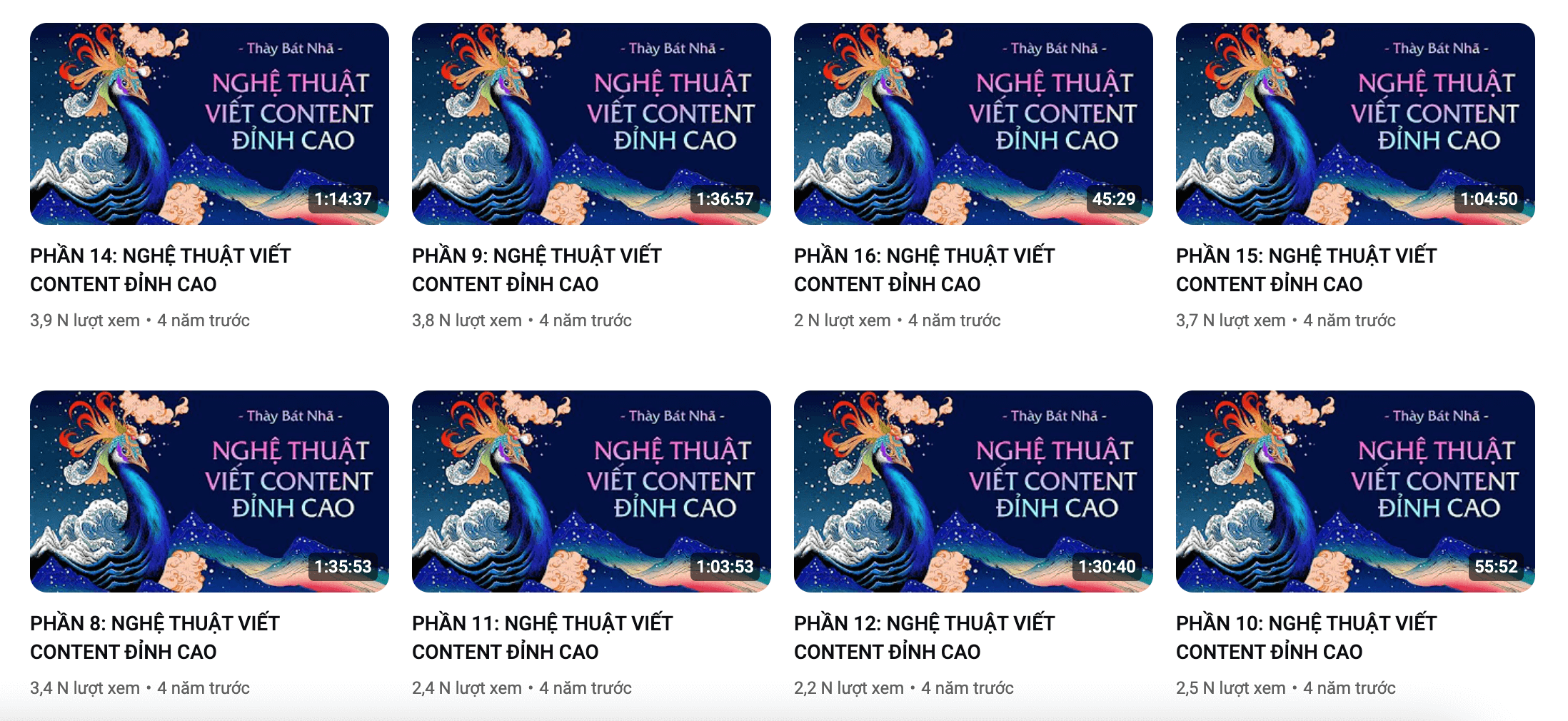 16 video nghệ thuật viết Content của thầy Bát Nhã