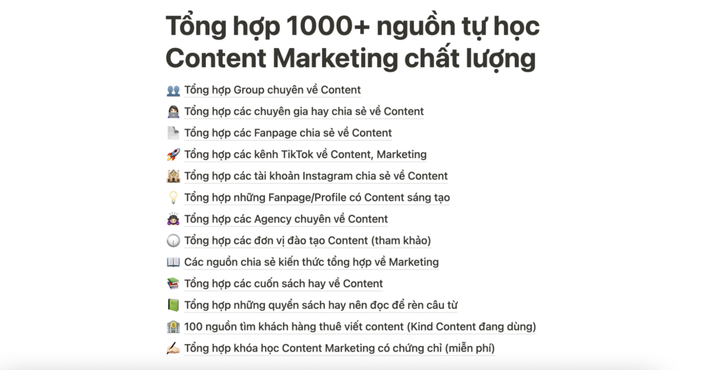 Nguồn tự học Content Marketing