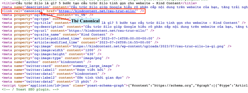 Kiểm tra thẻ Canonical bằng cách kiểm tra mã nguồn