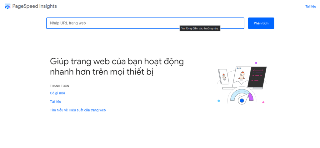 Công cụ Pagespeed Insight 