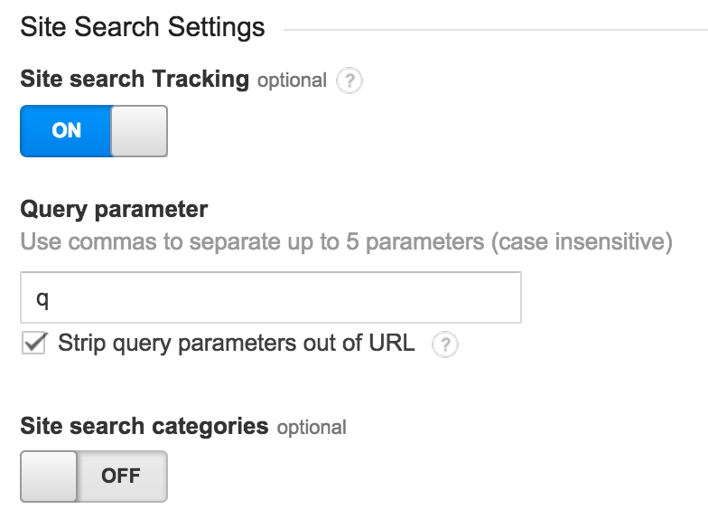 Bật Site Search Settings