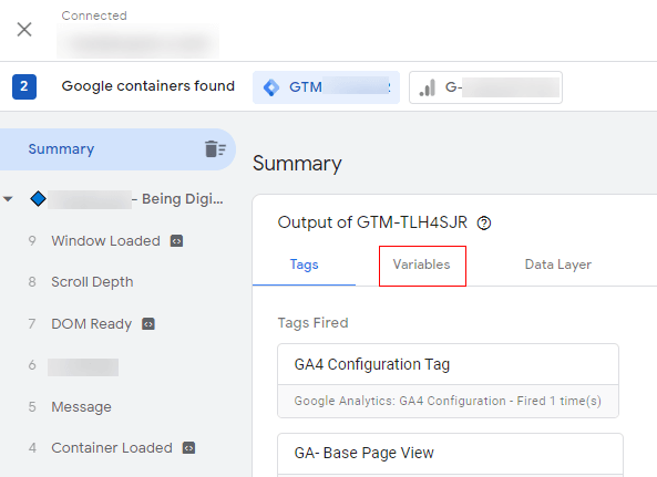 Tìm đến phần Variables