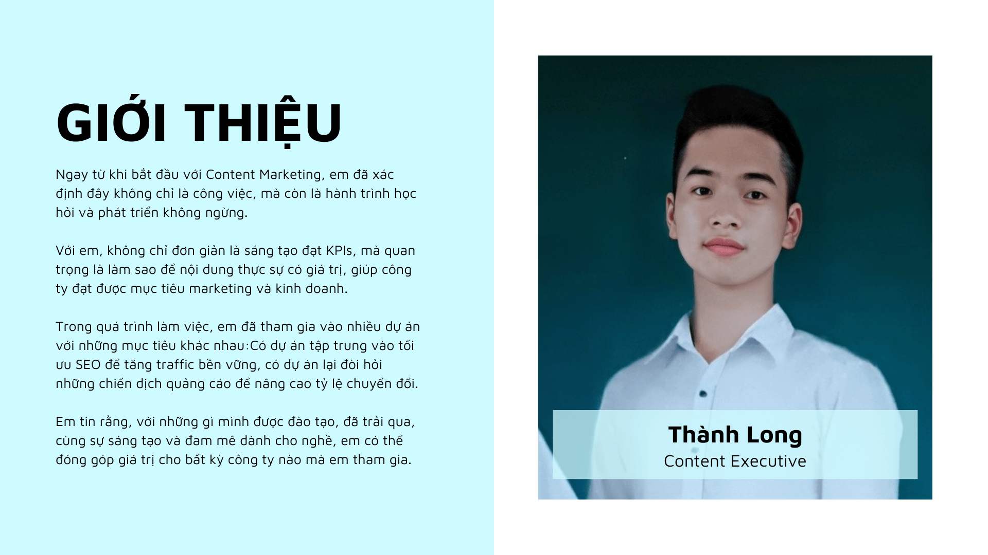 Giới thiệu bản thân trong Content Portfolio