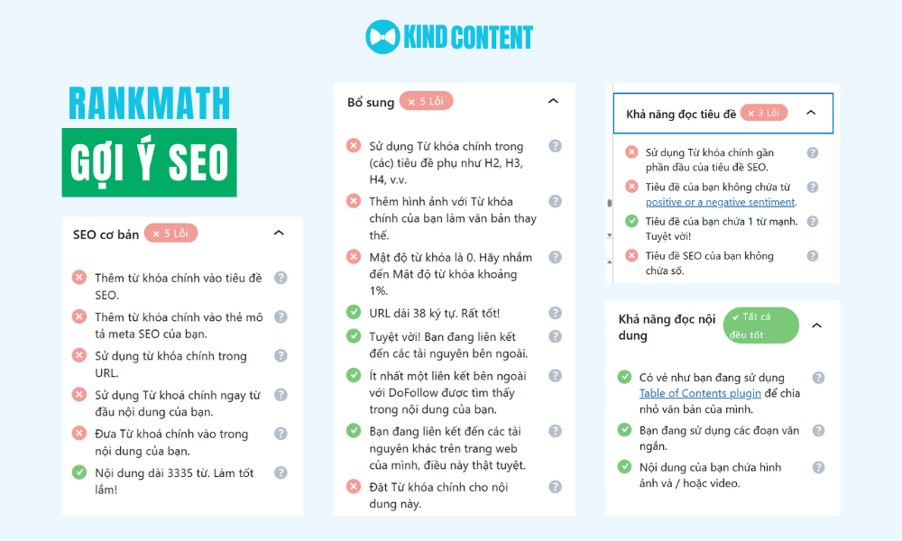 Rank Math gợi ý tối ưu SEO & Readbility chi tiết