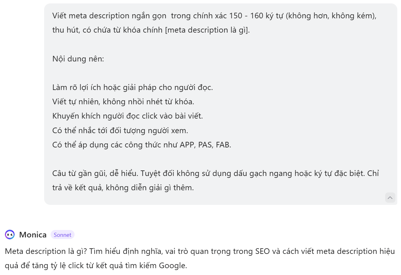 Viết Meta Description trong một nốt nhạc với AI