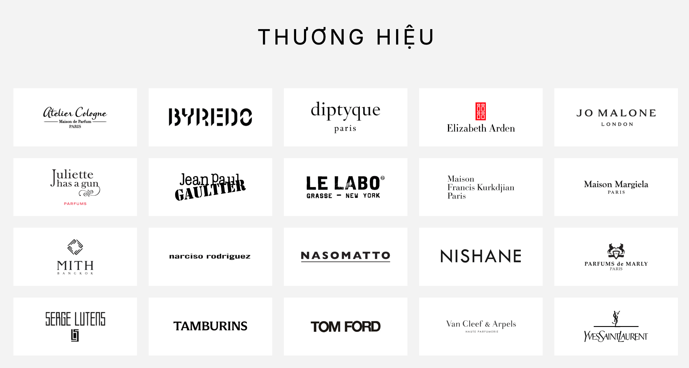 Website thể hiện rõ việc phân phối nước hoa từ các Brand lớn, tăng niềm tin đáng kể