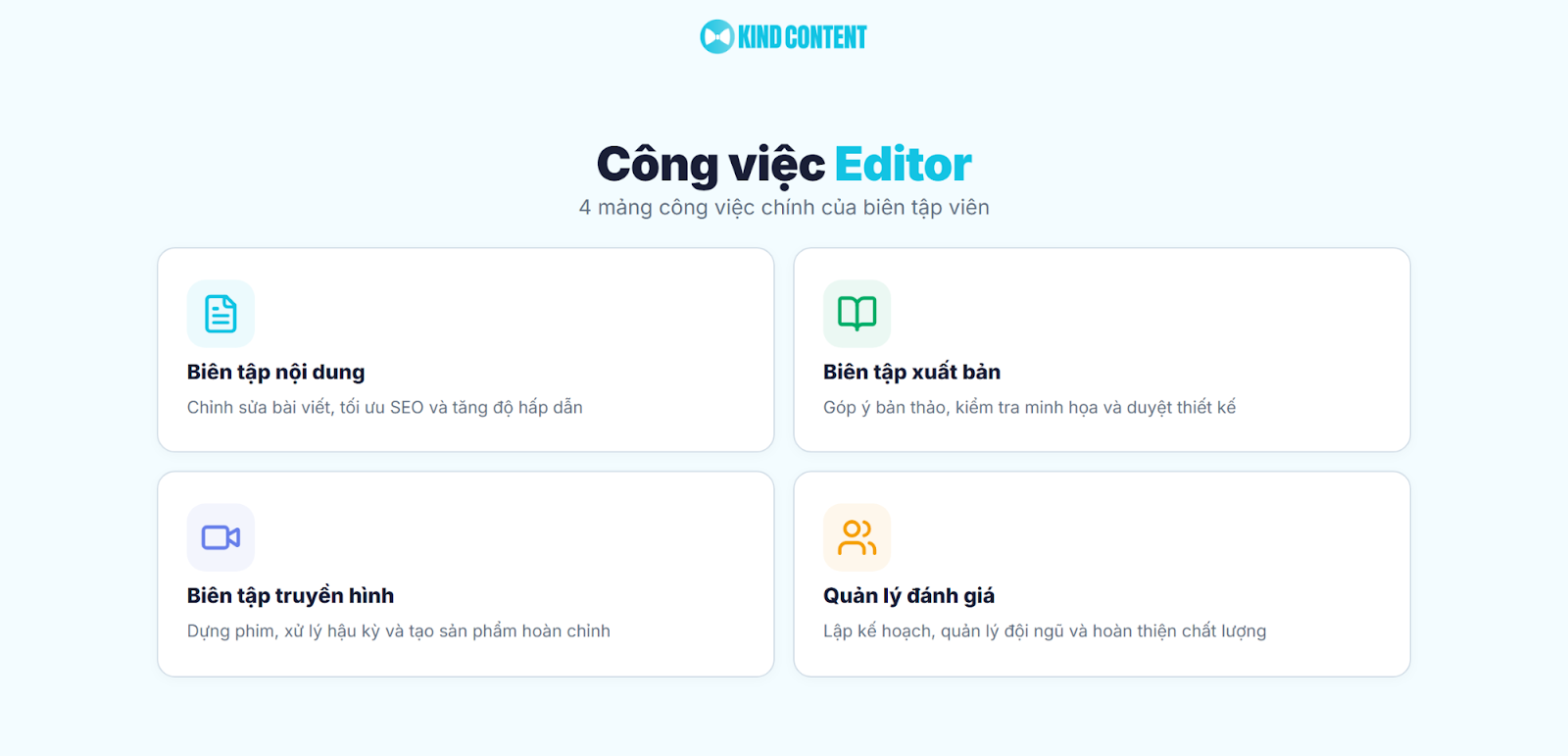 4 mảng công việc chính của biên tập viên