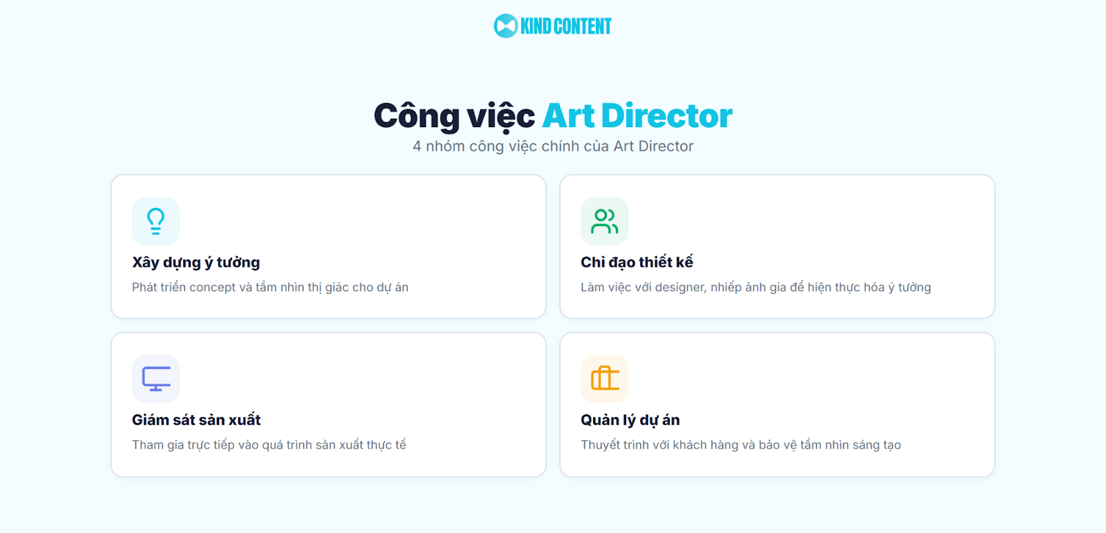 4 nhóm công việc chính của Art Director