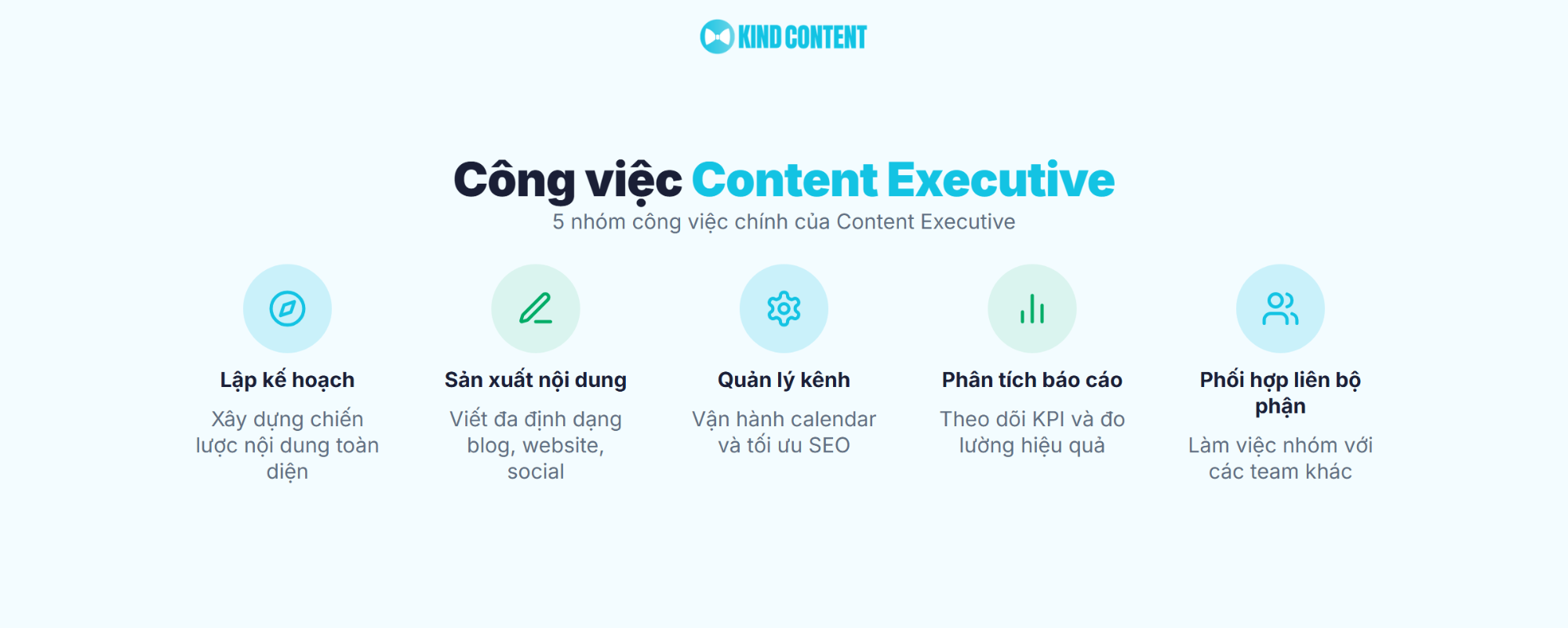 5 nhóm công việc chính của Content Executive
