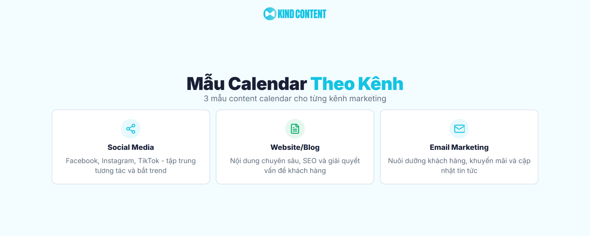 3 mẫu content calendar cho từng kênh marketing