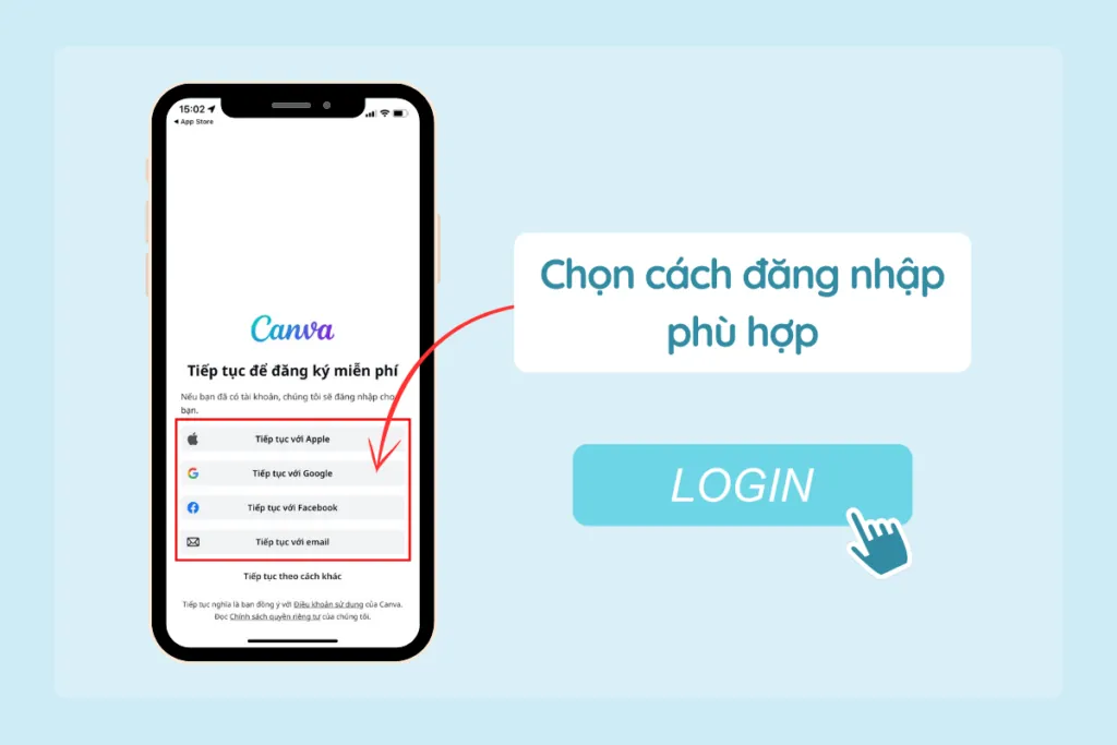 Đăng nhập Canva trên điện thoại