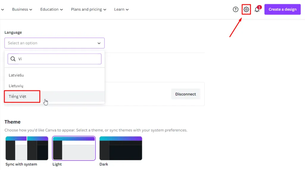 Canva hỗ trợ rất nhiều ngôn ngữ