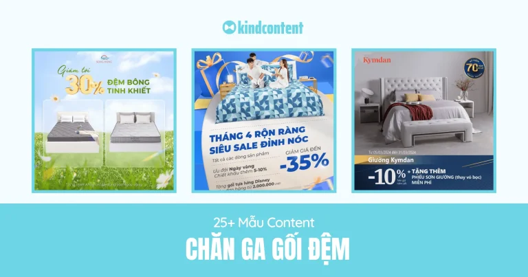 25+ mẫu content chăn ga gối đệm bán chạy, dễ triển khai 2026