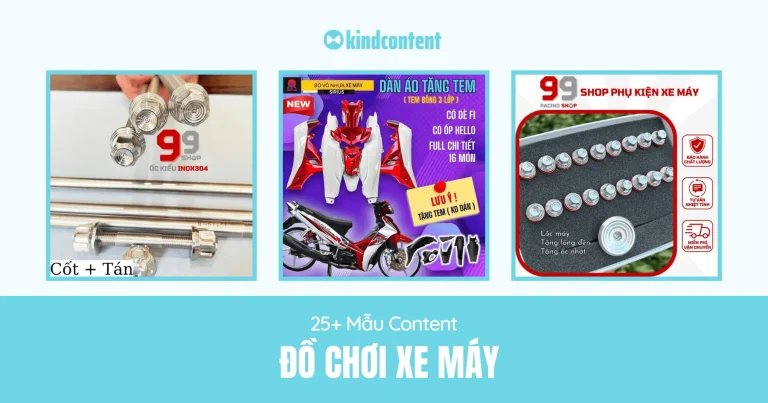 25+ mẫu content đồ chơi xe máy chốt đơn liền tay 2026