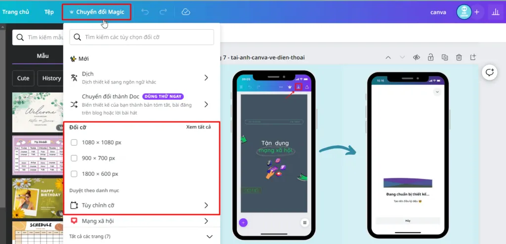 Cách chỉnh kích thước ảnh trong Canva