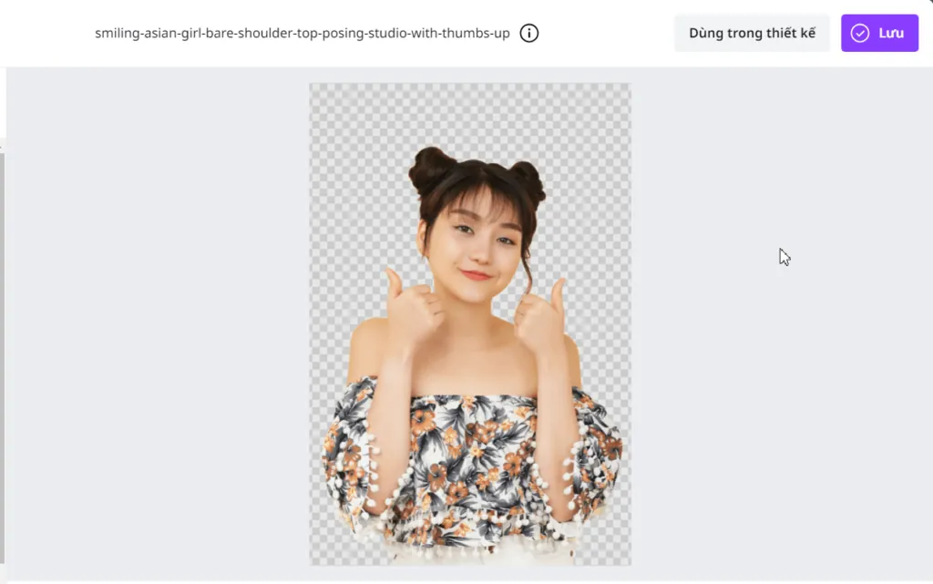 Kết quả sau khi tách nền bằng canva