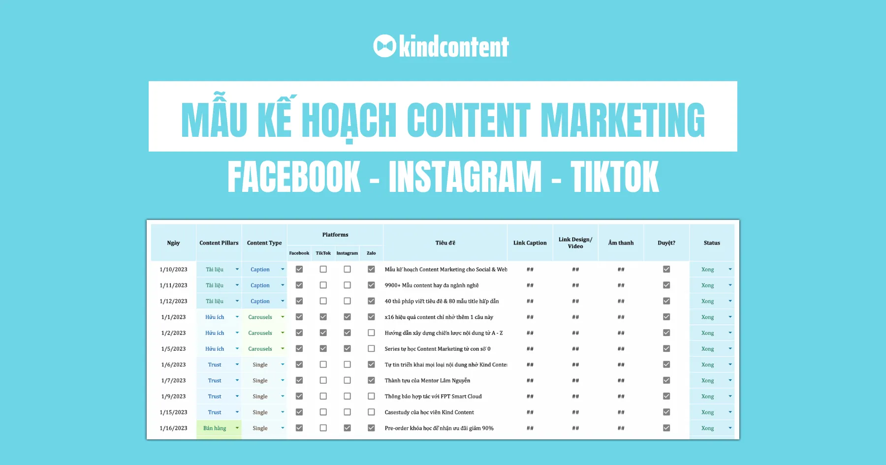 Mẫu kế hoạch Content Marketing Social