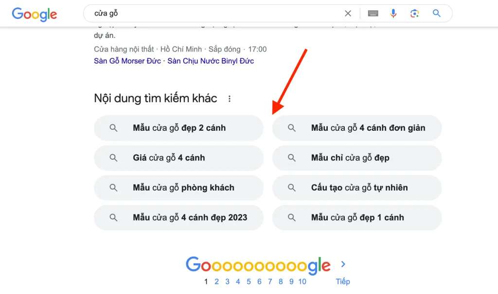 Phần "Nội dung tìm kiếm khác" của Google