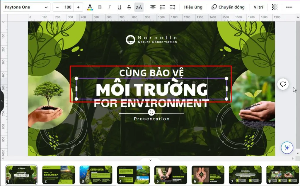 Chỉnh sửa tiêu đề, tên bài thuyết trình
