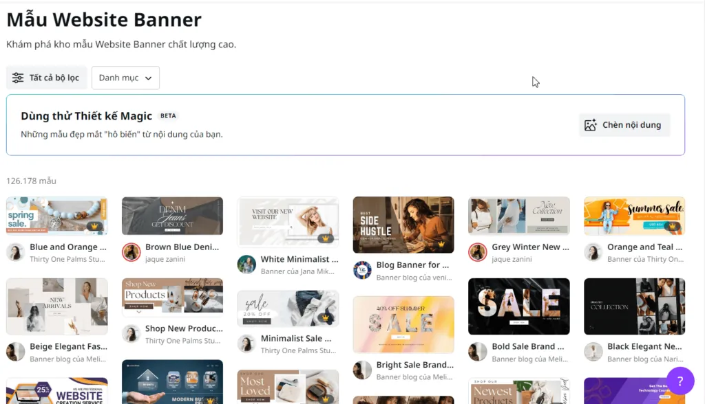 Tìm mẫu Banner phù hợp cho website