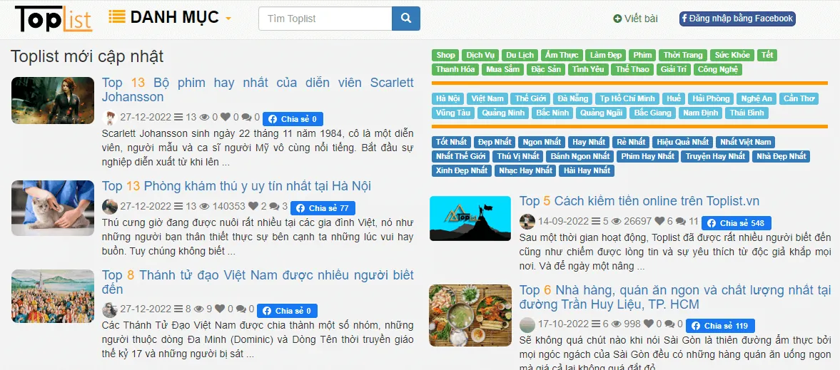 Trang viết content kiếm tiền Toplist