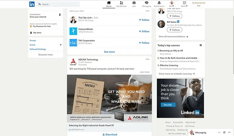 Trang viết content Linkedin