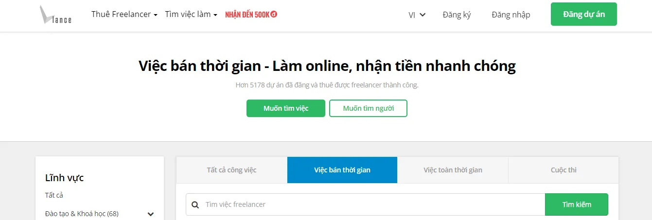 Trang web viết content Vlance