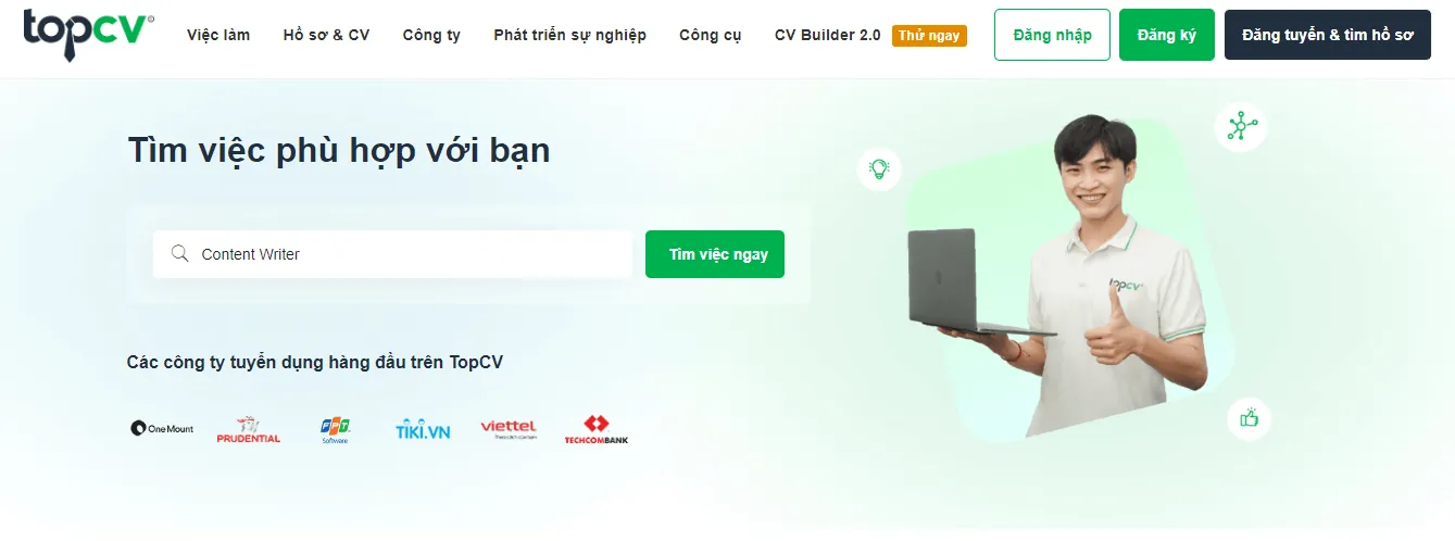 Web viết lách kiếm tiền TopCV