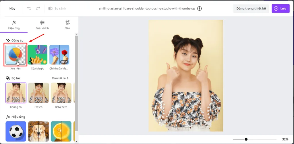 Xóa phông ảnh trên canva