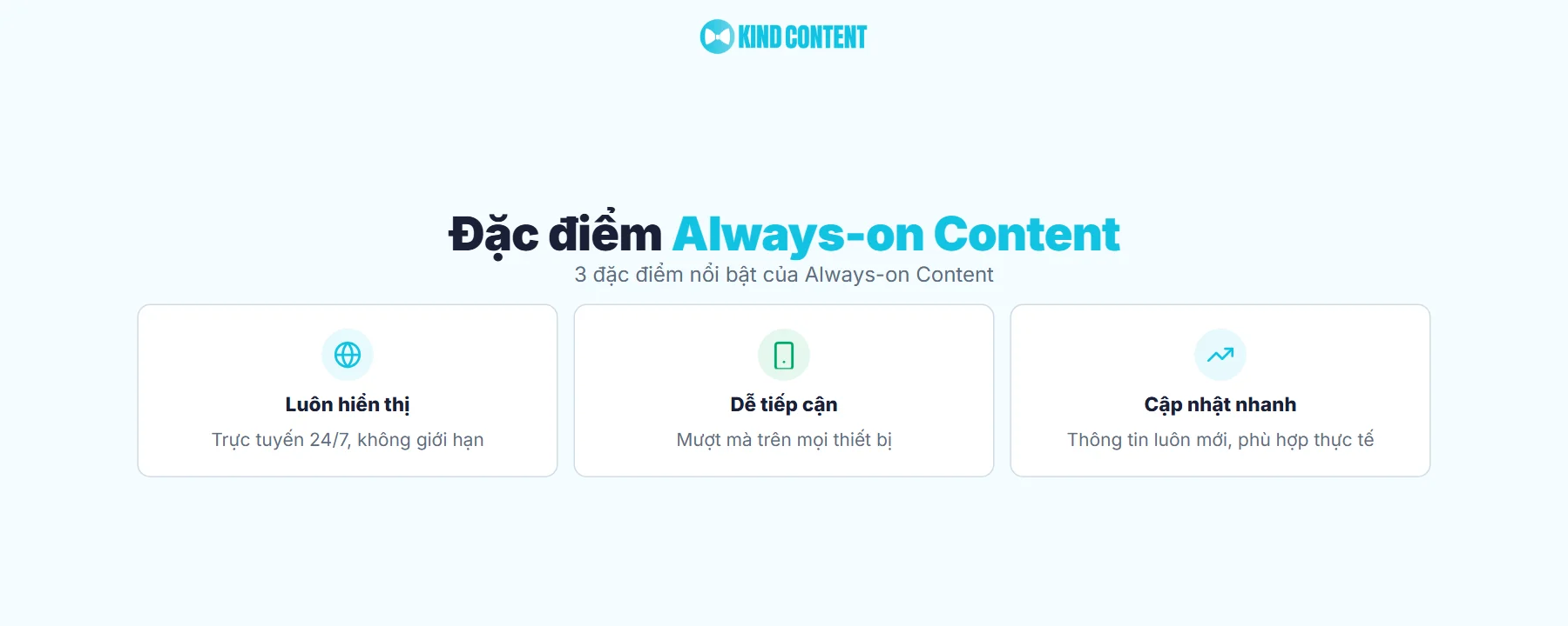 Đặc điểm nổi bật và lợi ích cốt lõi của Always-on Content Kind Content